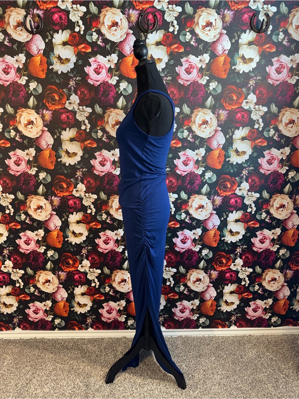 Victoria's Secret Royal Blue Sleeveless Maxi Dress w/ Ruching & Slit, S, Short - Picture 2 of 13